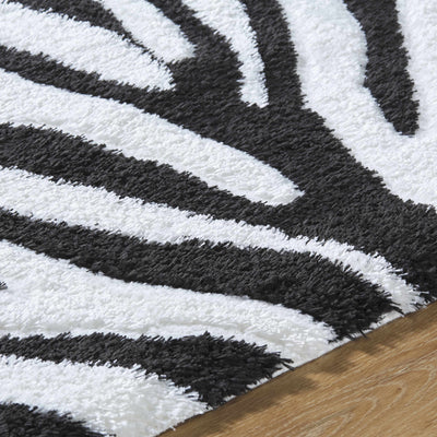 Dysis Black & White Zebra Print Area Rug