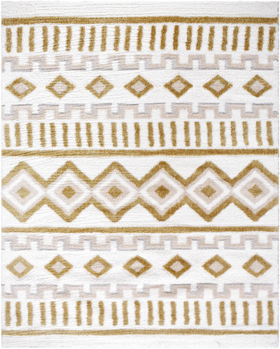 Tevy white & yellow plush carpet