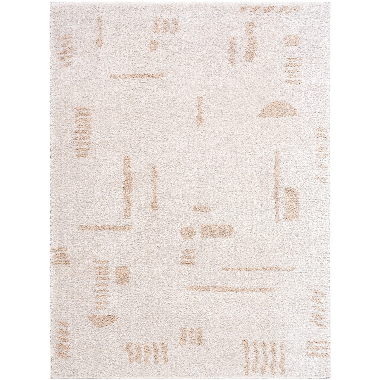 SOLINE Machine Washable Modern Shaggy Beige Area Rug Flat