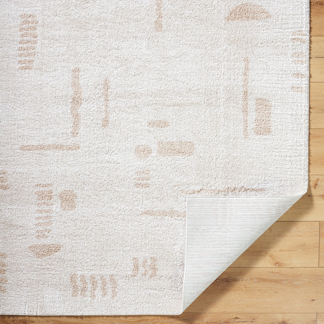 SOLINE Machine Washable Modern Shaggy Beige Area Rug Fold