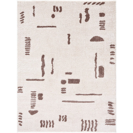 SOLINE Machine Washable Modern Shaggy Dark Brown Area Rug Flat