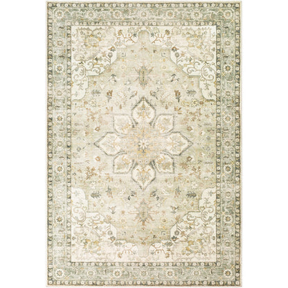 SORINA Vintage Oriental Boho Sky Blue Area Rug Flat