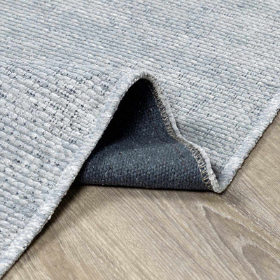 Isako Blue & Gray Solid Washable Area Rug