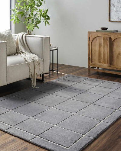 Sample Siarl Dark Gray Checkered Area Rug