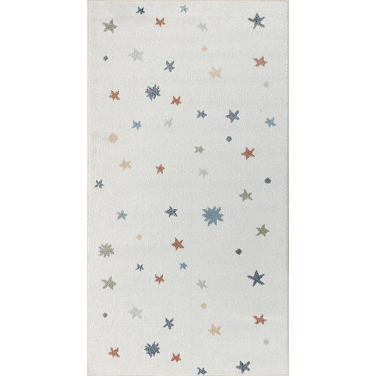 STELLA Machine Washable Multicolour/Beige Kids Room Rug Flat