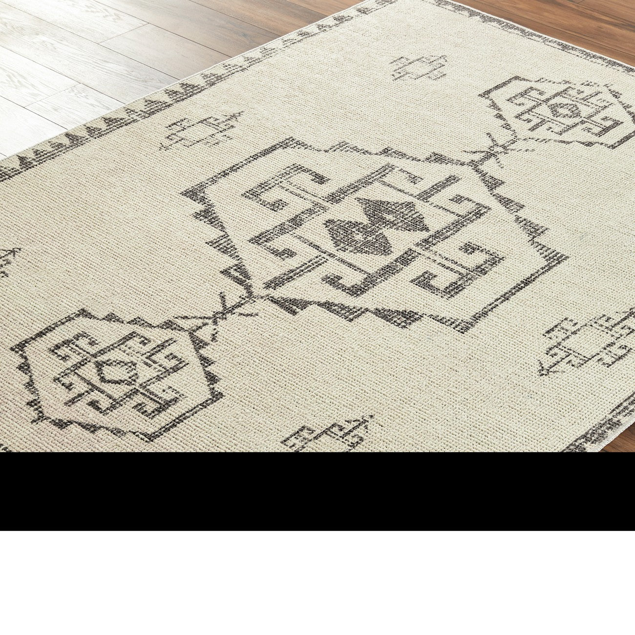 SUMAN Becki Owens x Livabliss Global Berber Ivory/Black Area Rug Corner
