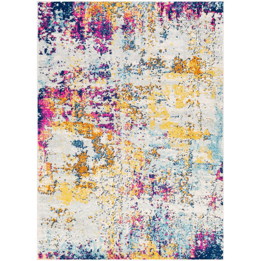 SARAH Abstract Modern Marble Medium Grey Area Rug Flat