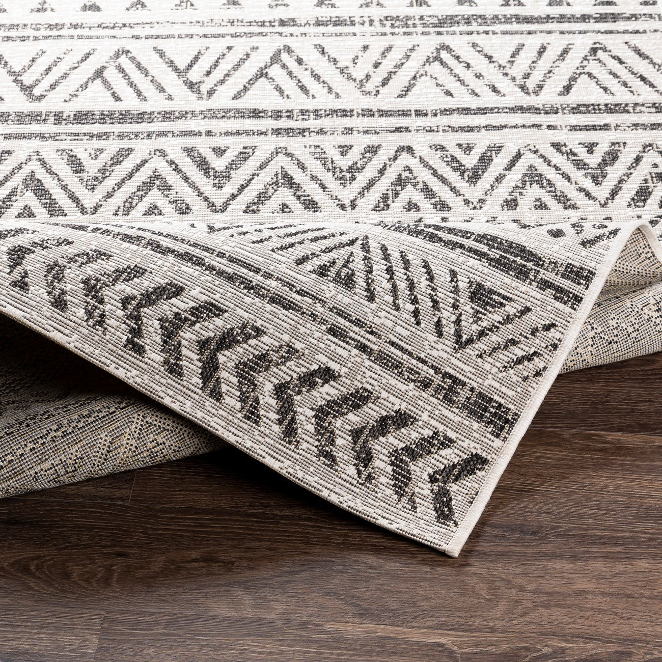 TITI Indoor & Outdoor Geometric Black Area Rug