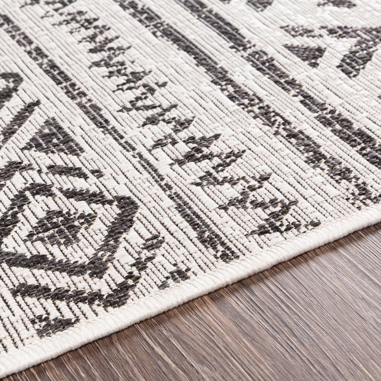 TITI Indoor & Outdoor Geometric Black Area Rug