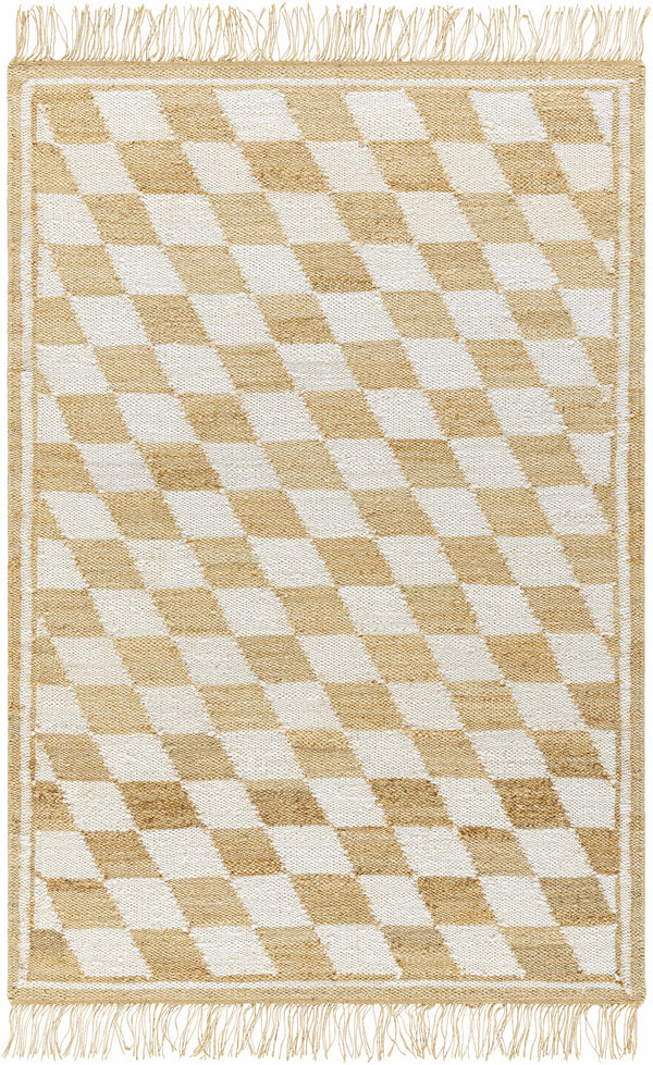 Tiria Diamond Checkered Jute Tasseled Rug