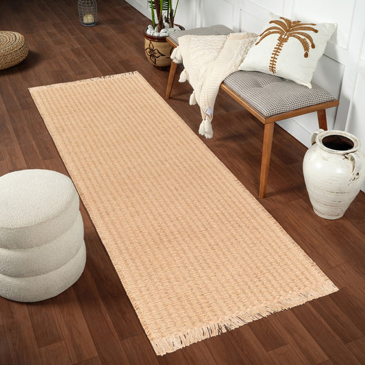 TOMI Becki Owens x Livabliss Natural Fiber Camel Jute Area Rug Roomscene