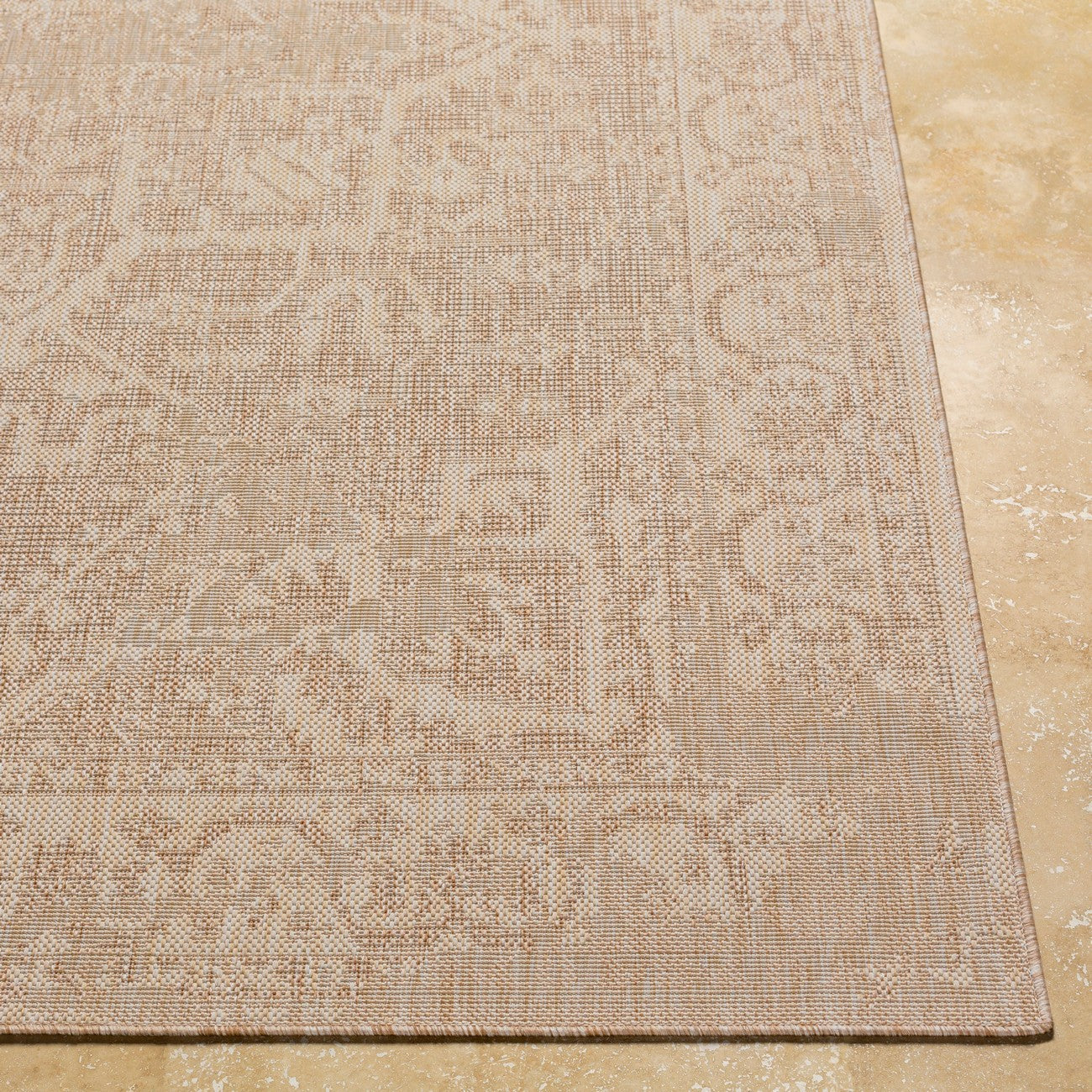 GENA Indoor & Outdoor Traditional Jute-Look Brown Area Rug Front