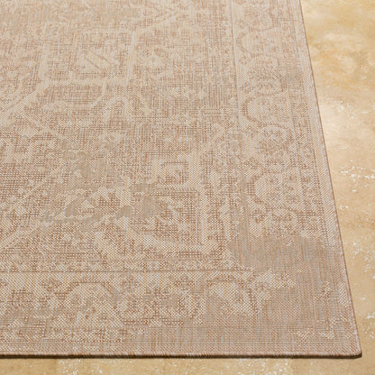 GENA Indoor & Outdoor Traditional Jute-Look Brown Area Rug Front