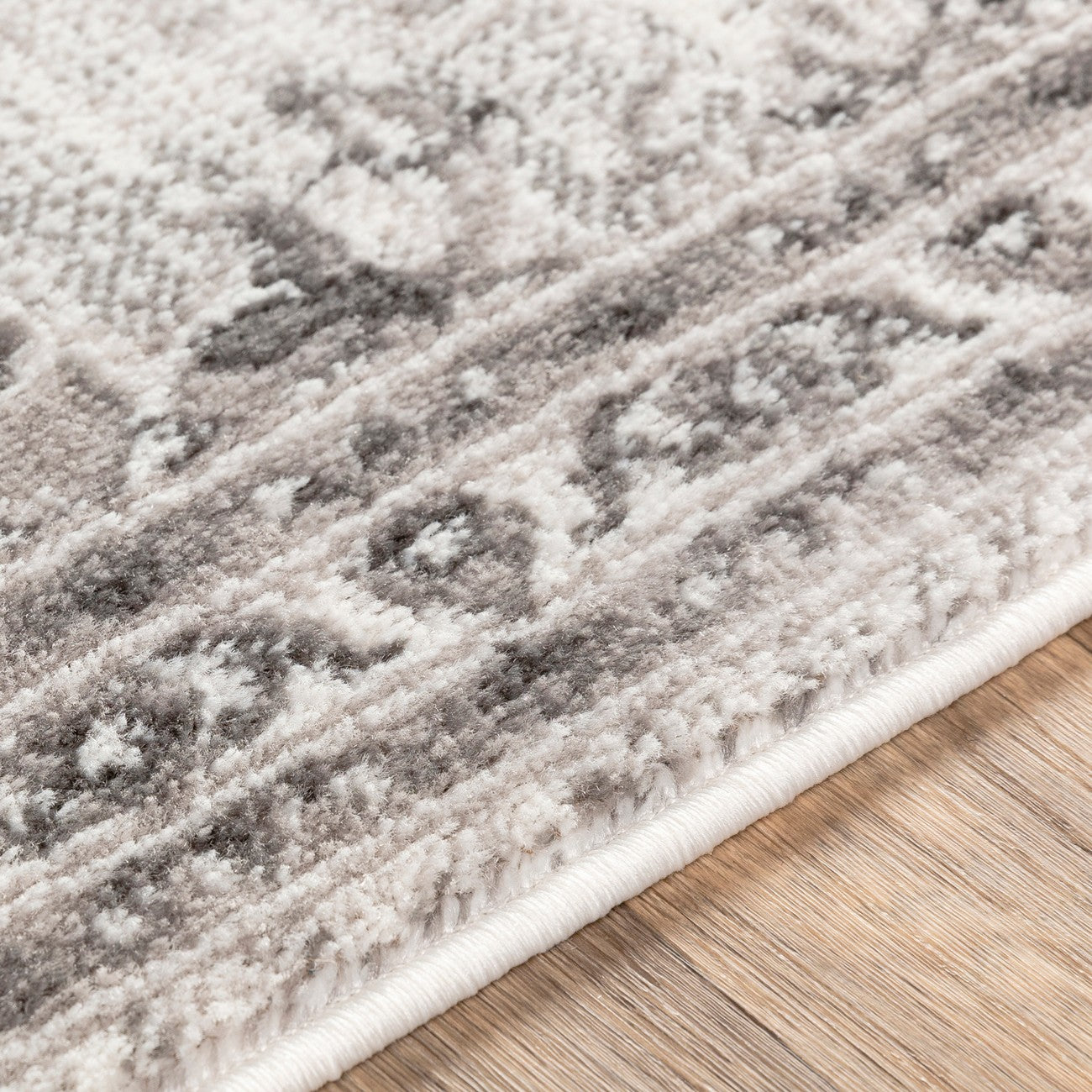 URMI Vintage Traditional Oriental Boho Light Grey Area Rug Texture