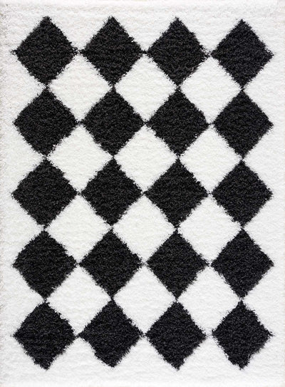 Zahur Black & White Diamond Area Rug