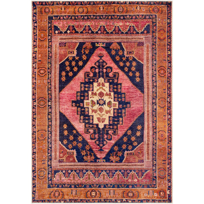 VALENTINA SPRINGS Machine Washable Traditionnal Boho Coral Area Rug