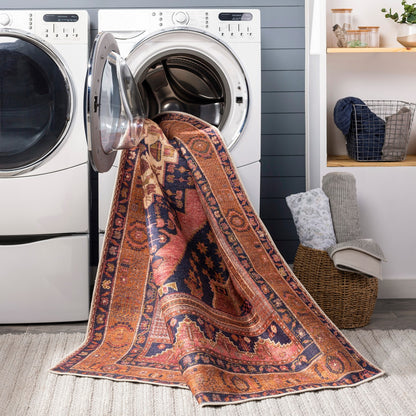 VALENTINA SPRINGS Machine Washable Traditionnal Boho Coral Area Rug