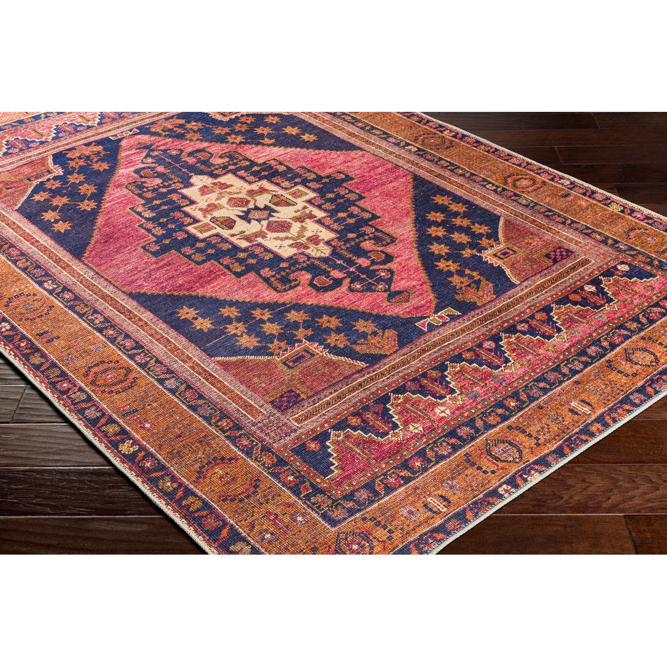 VALENTINA SPRINGS Machine Washable Traditionnal Boho Coral Area Rug