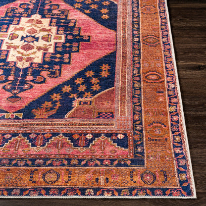 VALENTINA SPRINGS Machine Washable Traditionnal Boho Coral Area Rug