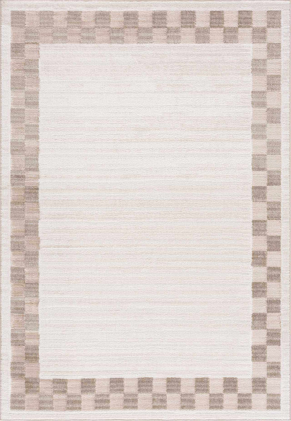 Azrika Beige Checkered Washable Rug