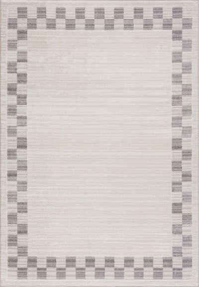 Azrika Gray Checkered Washable Rug