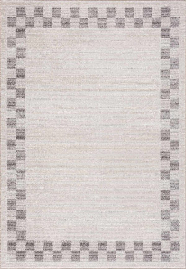 Azrika Gray Checkered Washable Rug