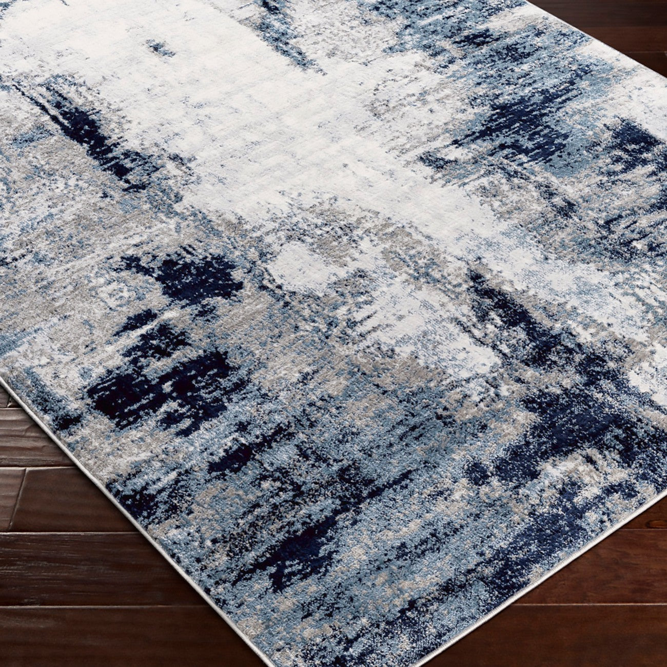 GIULIA Abstract Modern Marble Aqua/Navy Area Rug