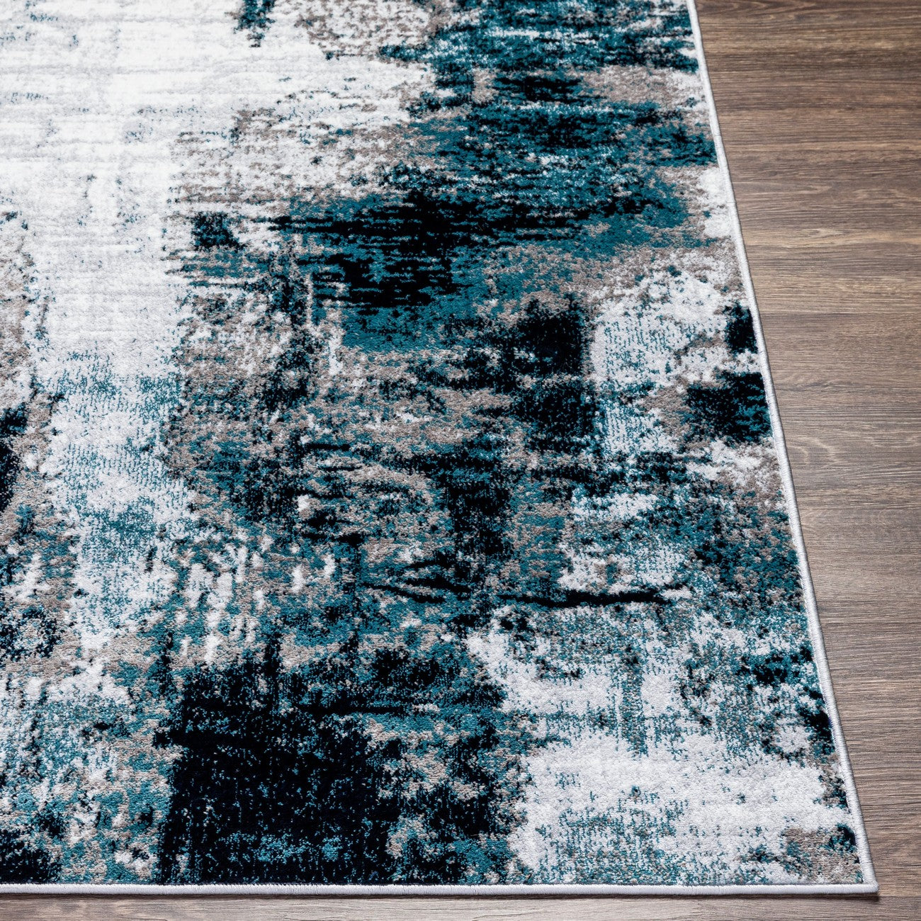 GIULIA Abstract Modern Marble Aqua/Navy Area Rug