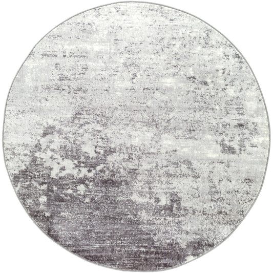 FIONA ROBERT Abstract Modern Marble Silver Grey Area Rug Flat