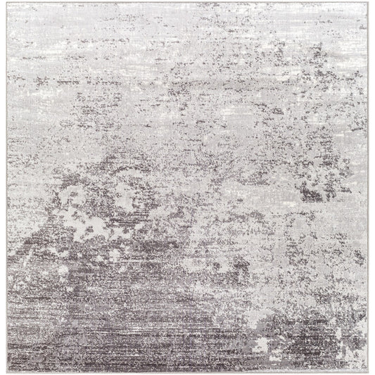 FIONA ROBERT Abstract Modern Marble Silver Grey Area Rug Flat