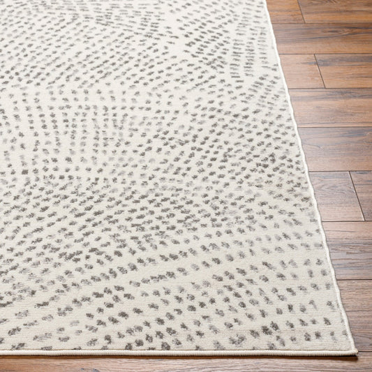 YONINA Scandi Modern Beige/Grey Polka Dot Area Rug Front
