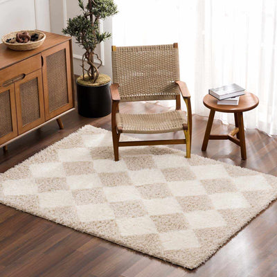 Zahur Cream & Beige Diamond Area Rug