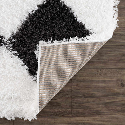 Zahur Black & White Diamond Area Rug