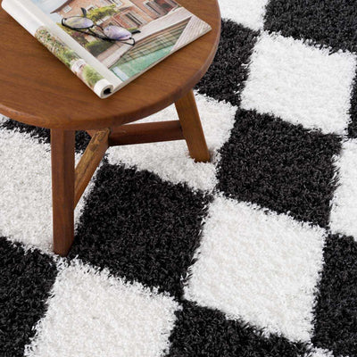 Zahur Black & White Diamond Area Rug