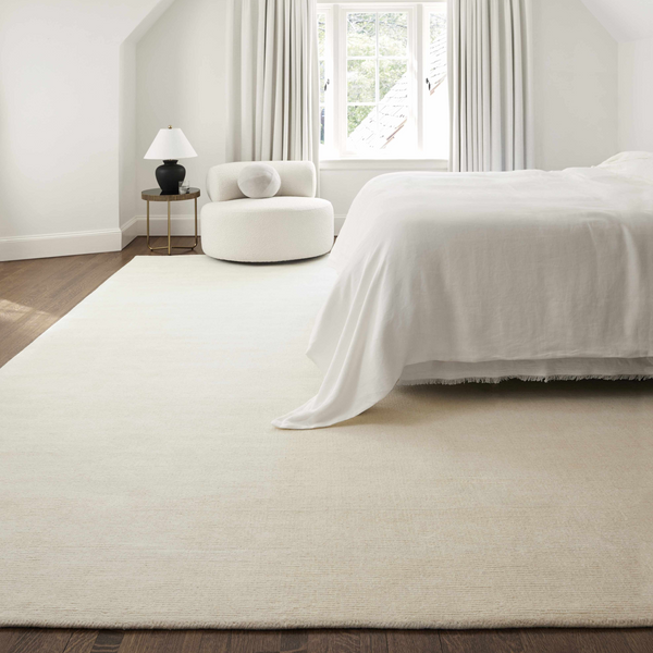 Brockton Solid Wool Light Beige Area Rug