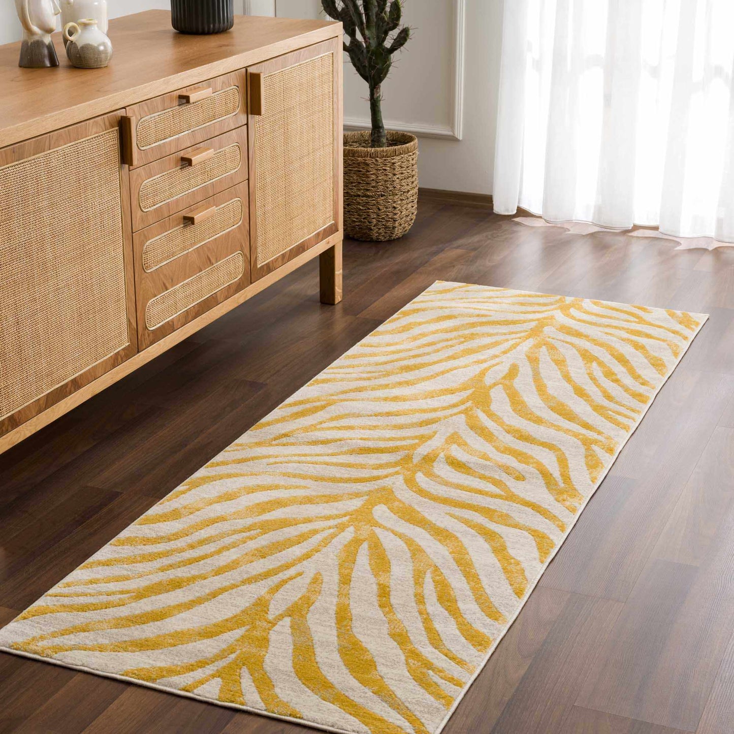 CYBELE Scandi Boho Zebra Mustard Area Rug