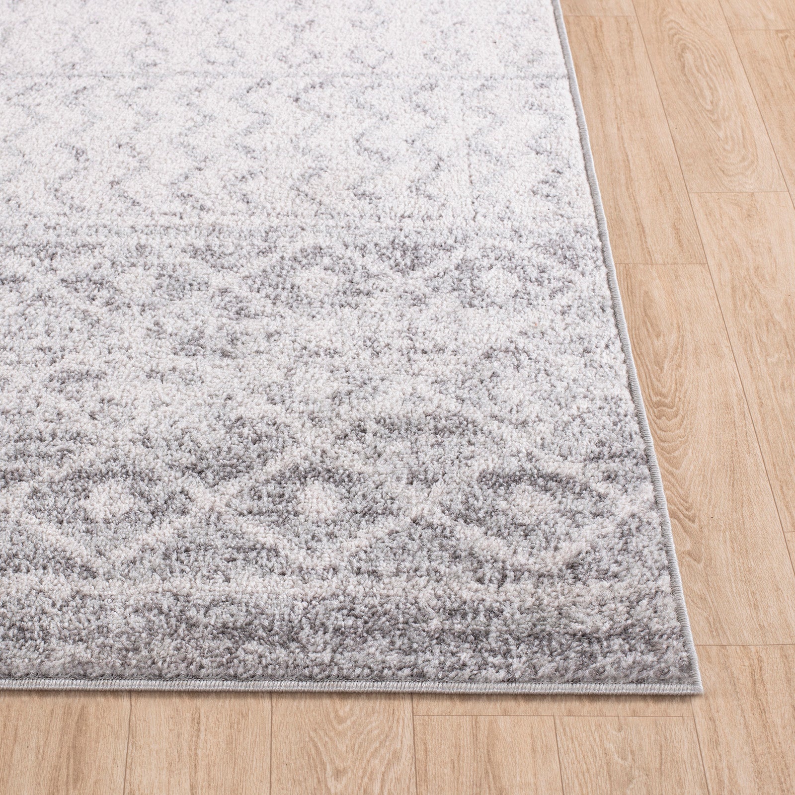 MILA Scandi Geometric Light Grey/White Area Rug Front