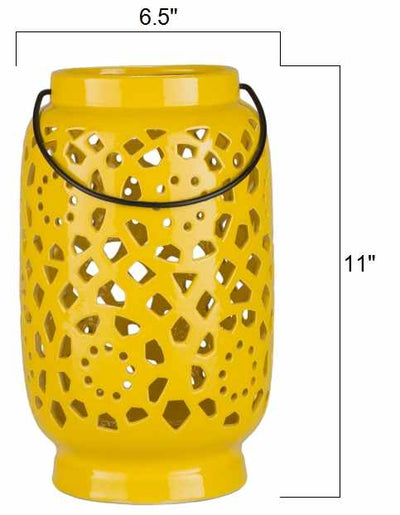 Jeiseyville Yellow Geometric Ceramic Lantern