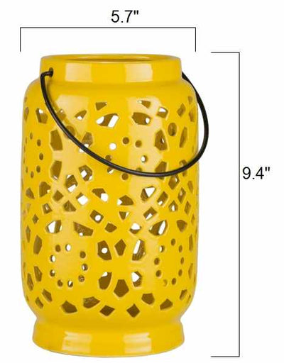 Jeiseyville Yellow Geometric Ceramic Lantern