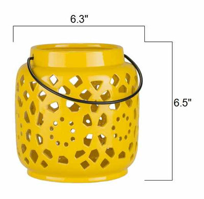 Jeiseyville Yellow Geometric Ceramic Lantern