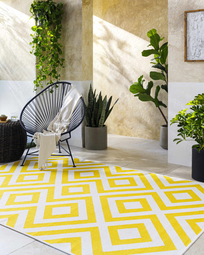 Spilsby Yellow Trellis Outdoor Rug