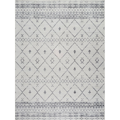 MYA Berber Geometric White Area Rug Flat
