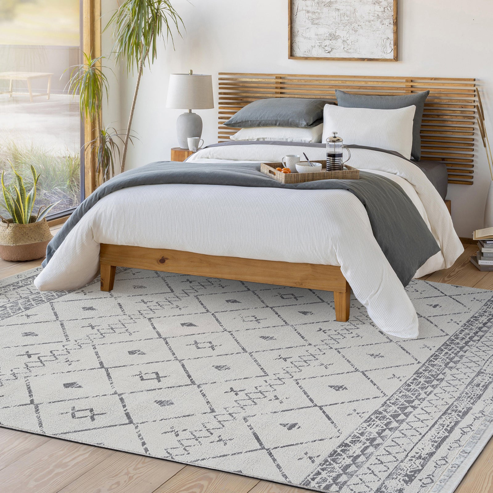 MYA Berber Geometric White Area Rug Pile