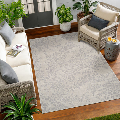 MOLLY Indoor & Outdoor Cottage Light Grey/Beige Area Rug Roomscene