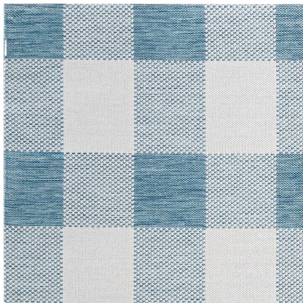 Meris Aqua Blue Plaid Area Rug