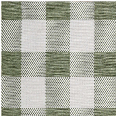 Meris Olive Green Plaid Area Rug