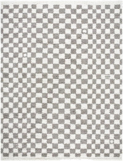 Kieu Taupe Checkered Plush Rug