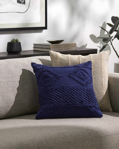 Settle Navy Textured Geometric Accent Pillow