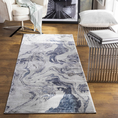 Moana Denim Blue Marble Area Rug