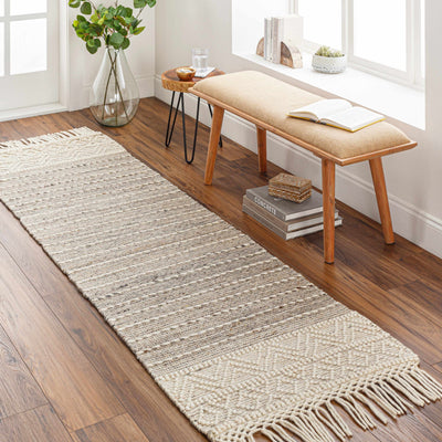 Cream Veruela Wool Blend Braided Tassel Area Rug